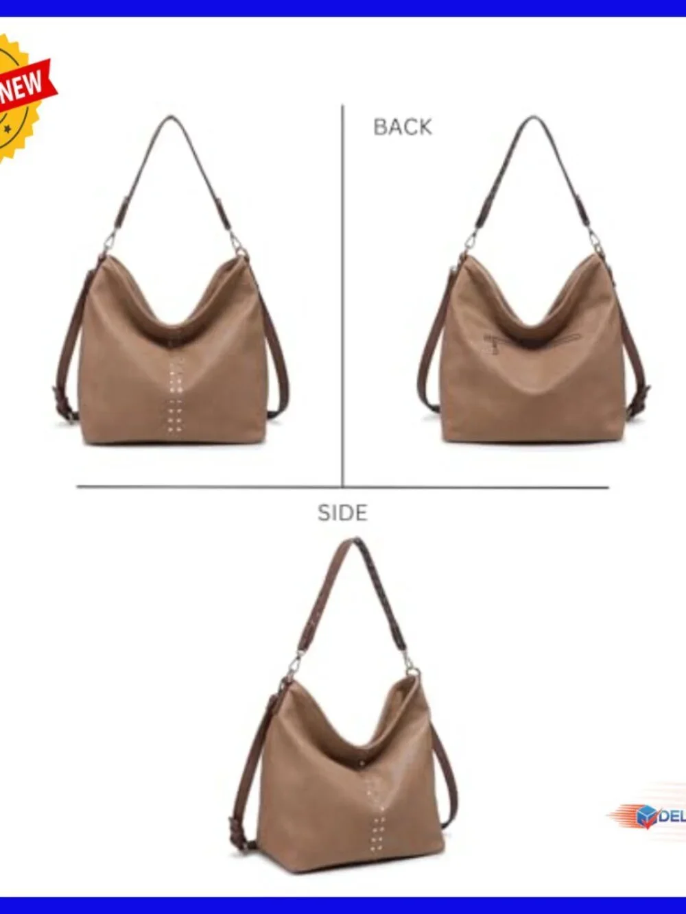 Slouchy Vegan Leather Hobo Bag Convertible Crossbody Purse Spacious
